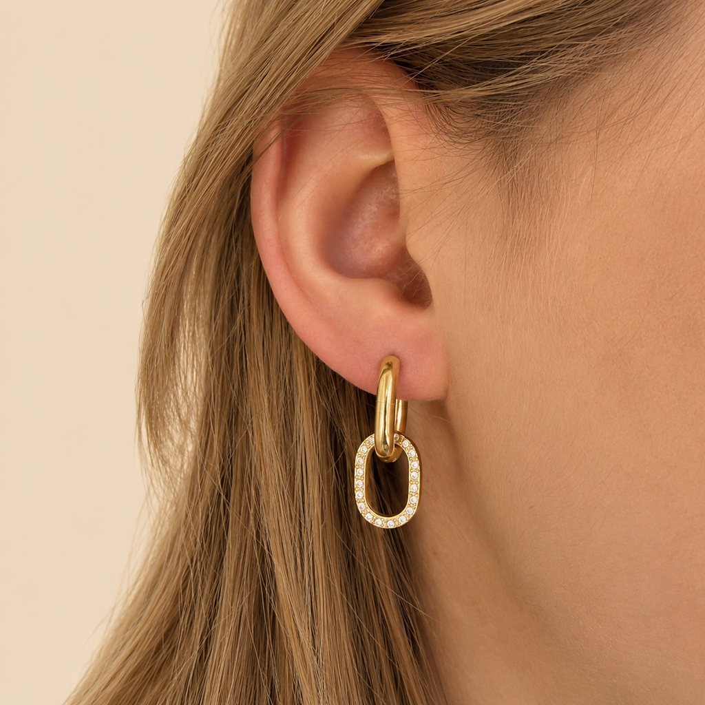Paire de boucles d’oreilles créoles breloque zircon Mia