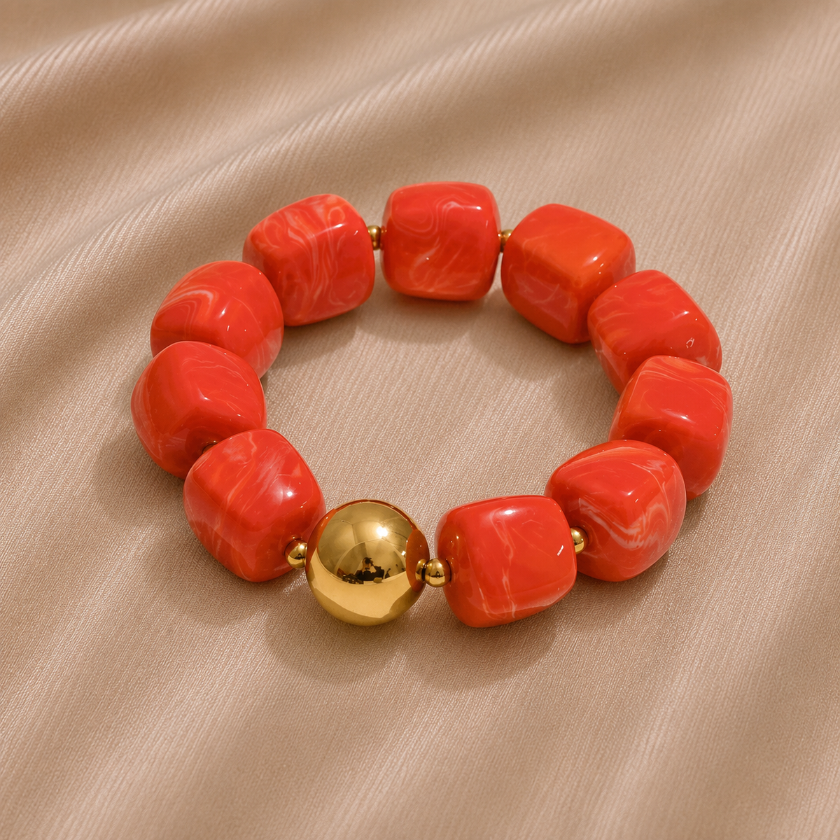 Bracelet élastique perles résine en cube Mannye