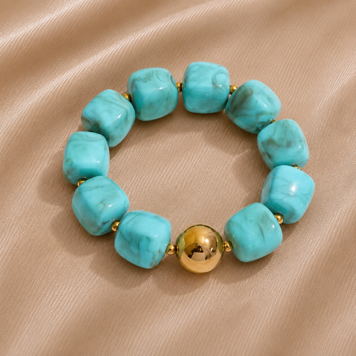 Bracelet élastique perles résine en cube Mannye
