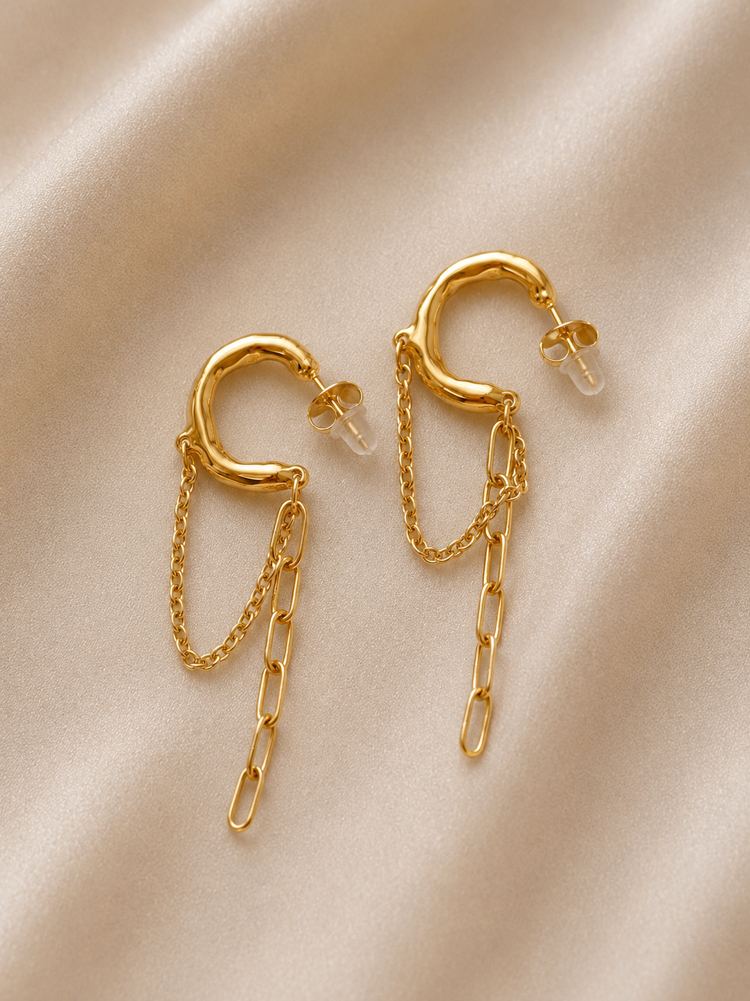 Paire de boucles d’oreilles créoles chaînes Mila