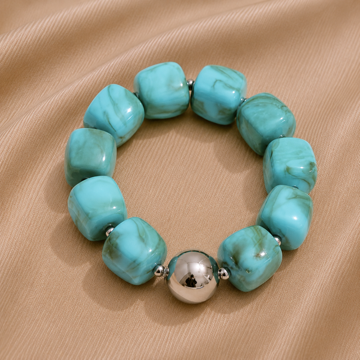 Bracelet élastique perles résine en cube Mannye