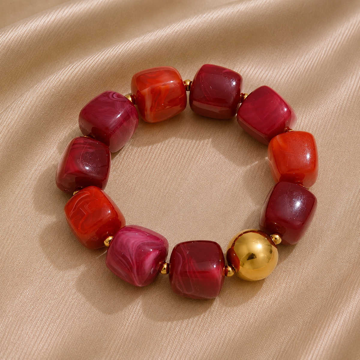 Bracelet élastique perles résine en cube Mannye